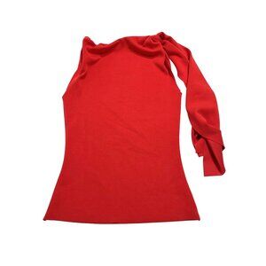 Khy Sueded Stretch Knotted Top in Tomato